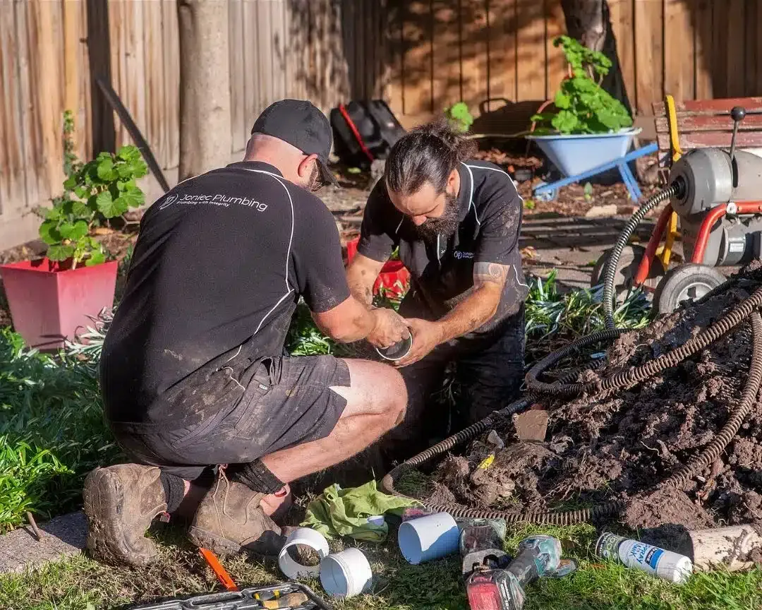 Burst pipe fix in the backyard residential